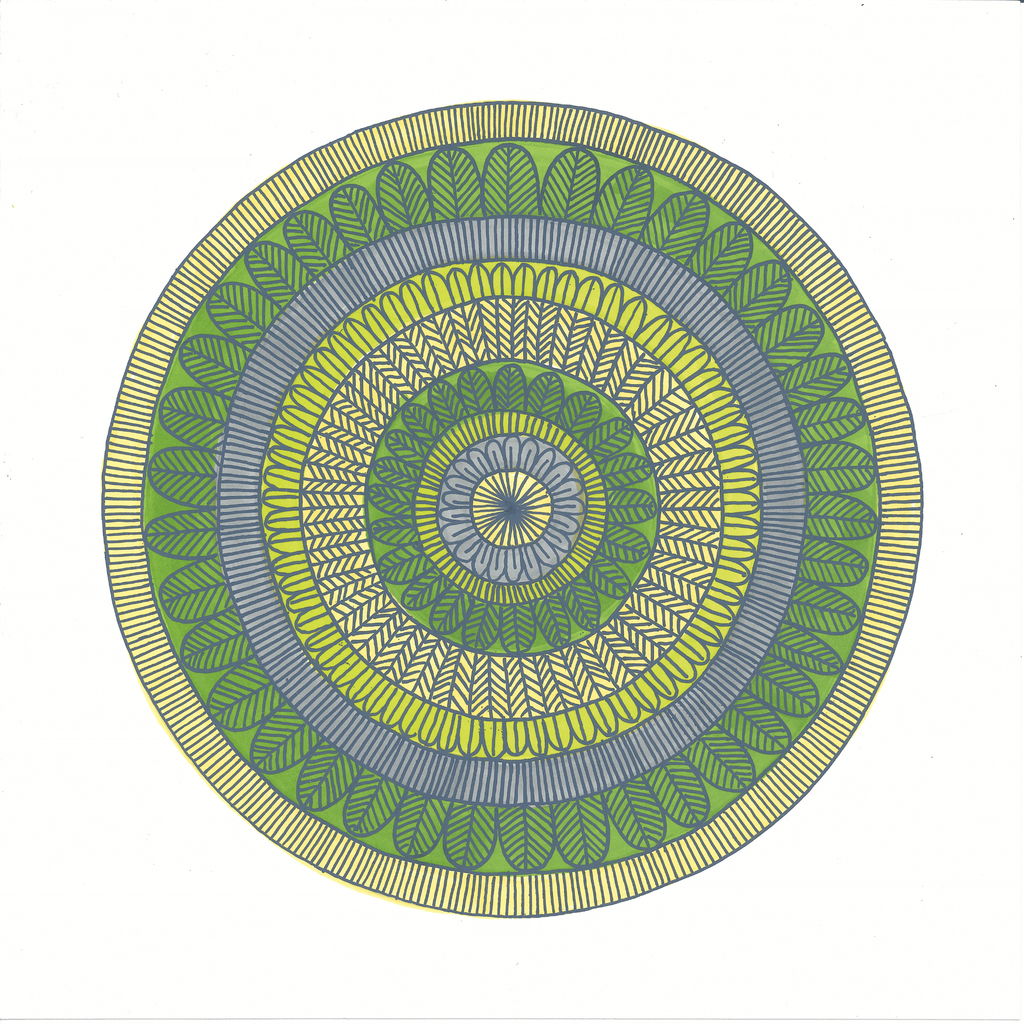 Square Verdant Stillness (Greens + Yellow)