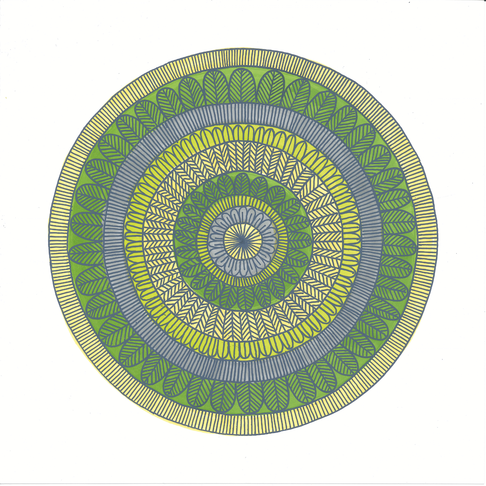 Square Verdant Stillness (Greens + Yellow)