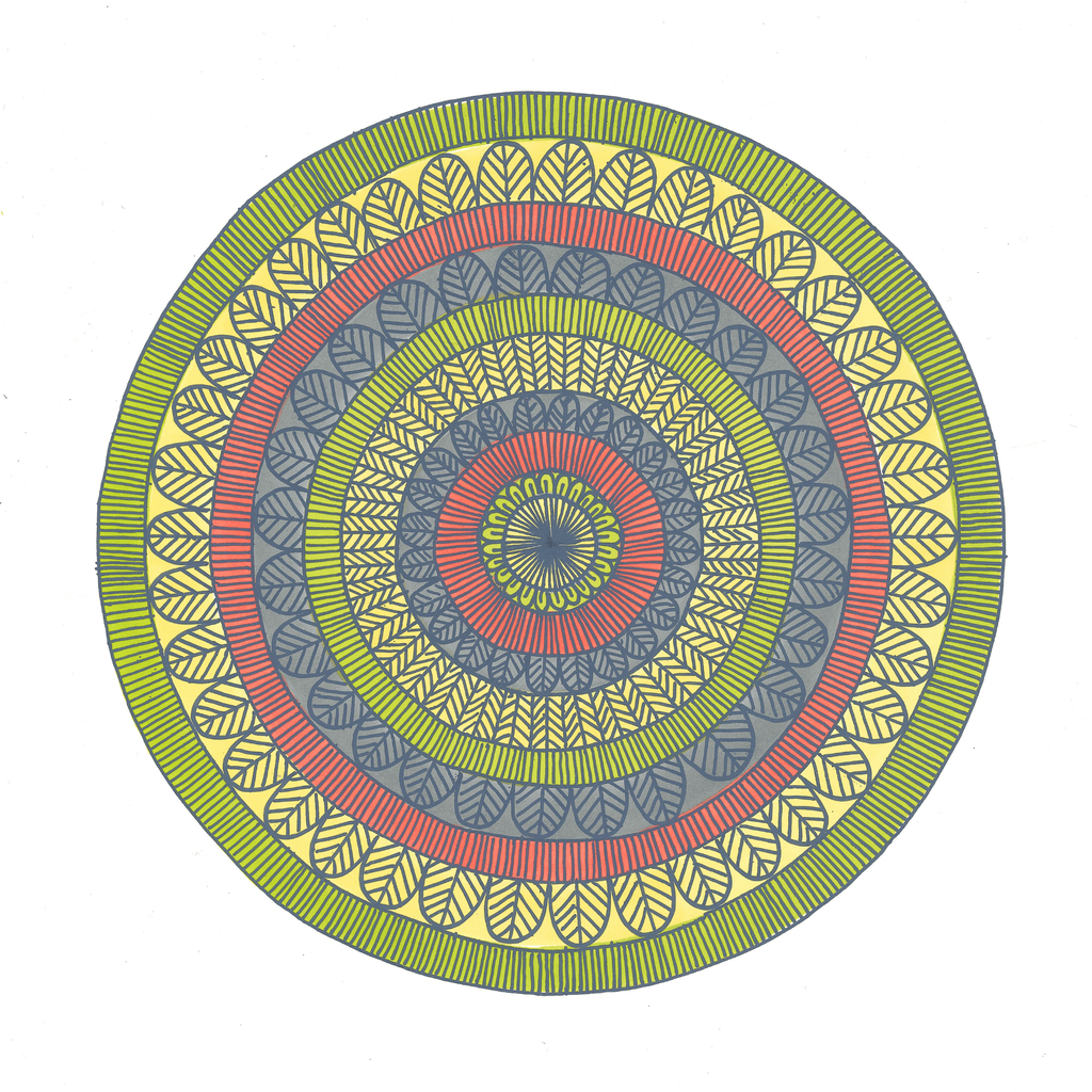 Square Golden Dawn Mandala (Yellow/Red/Grey)