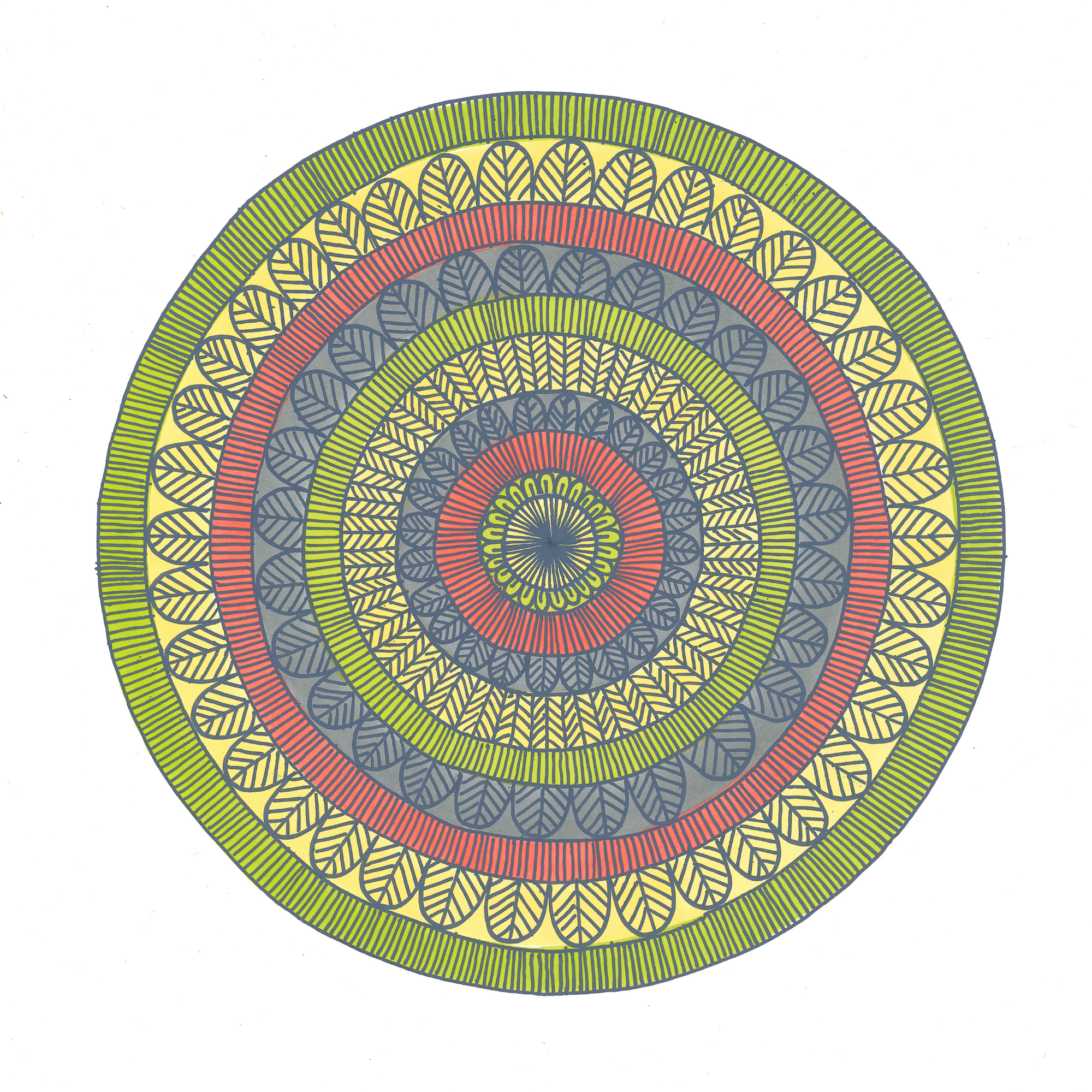 Square Golden Dawn Mandala (Yellow/Red/Grey)