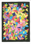 Fragmented Colour Dance – A3 Geometric Abstract