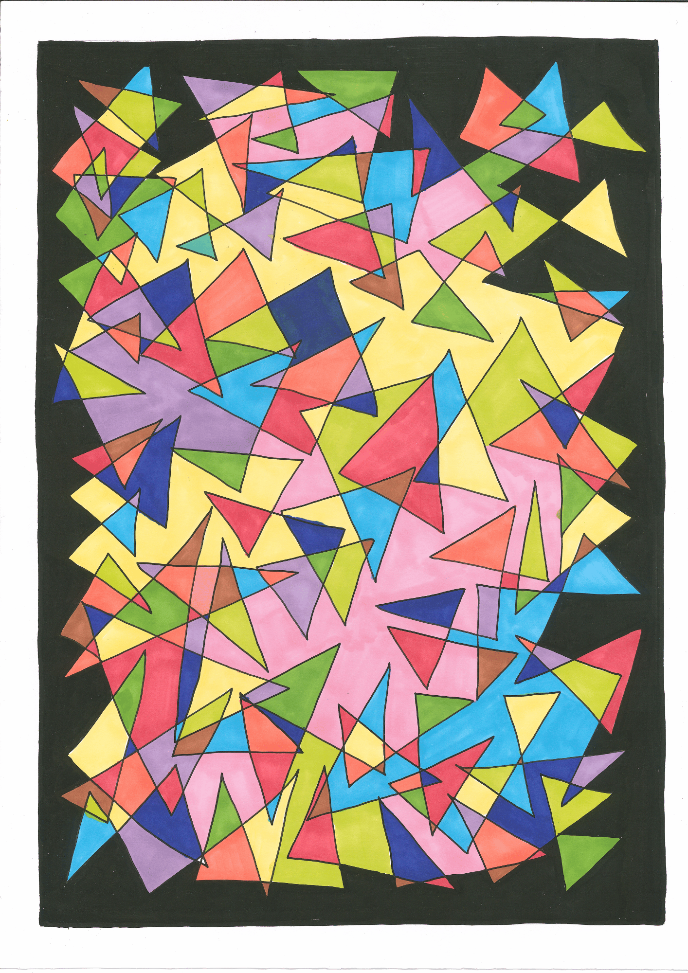 Fragmented Colour Dance – A3 Geometric Abstract