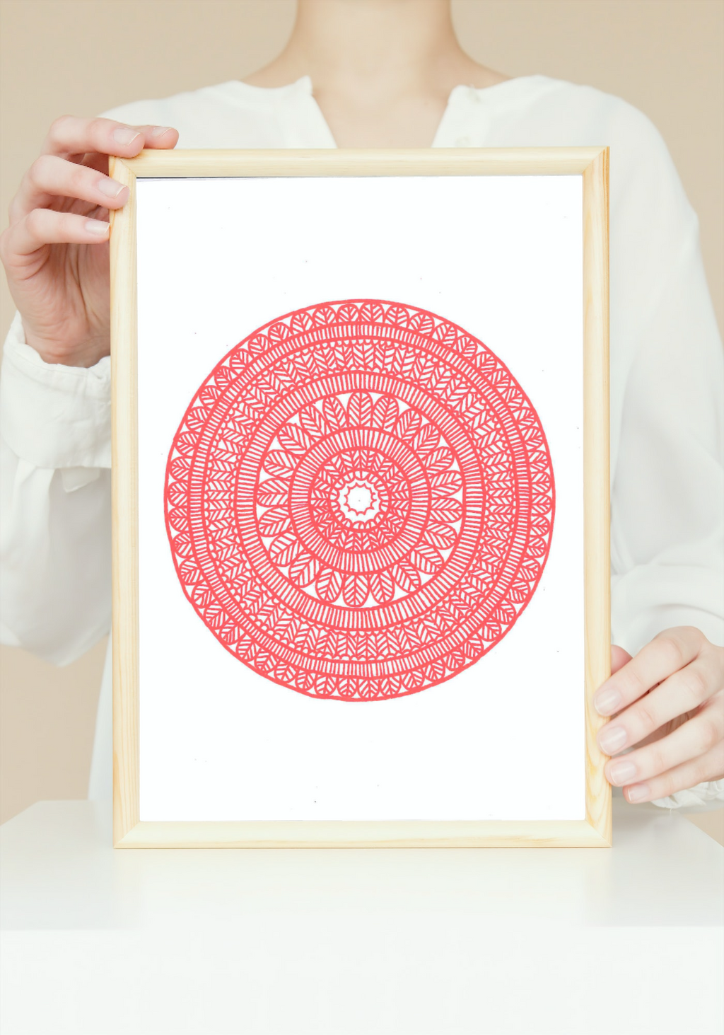Crimson Dawn – A4 Focus Mandala (Original Art)