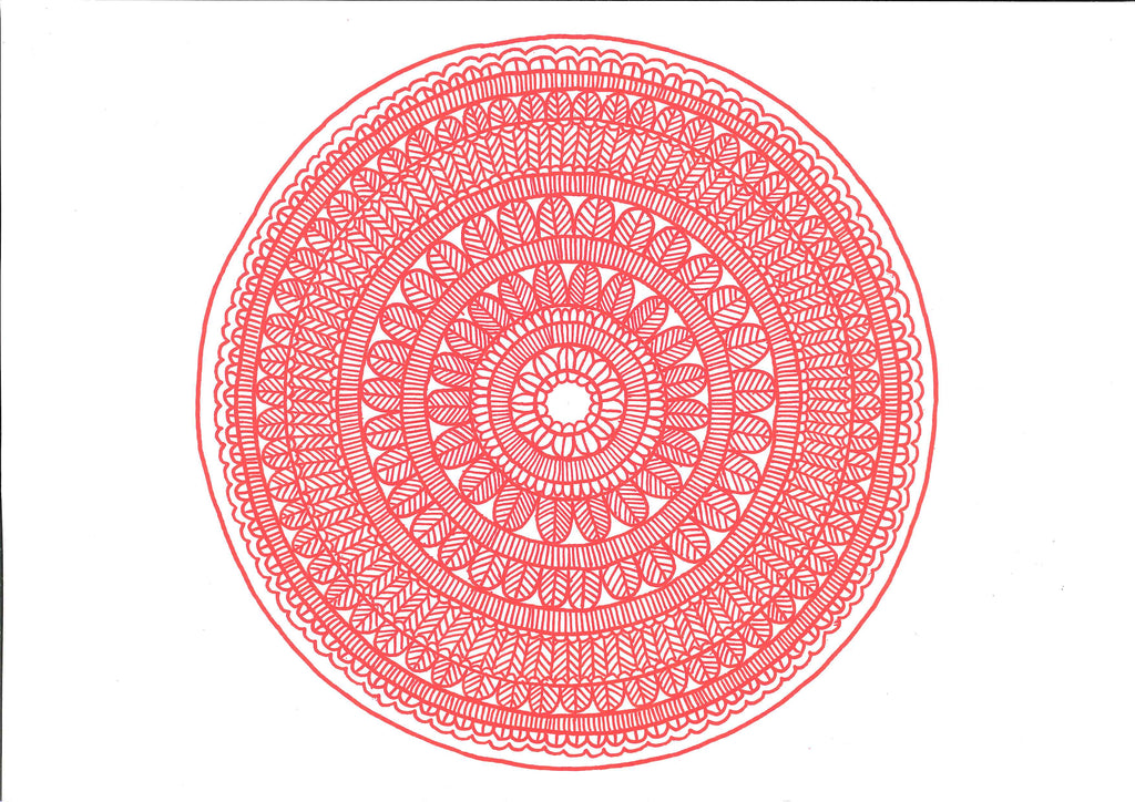 Crimson Dawn – A4 Focus Mandala (Original Art)