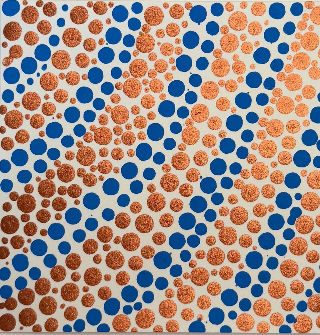 Flowing Constellation Dots: Shimmering Bronze and Blue