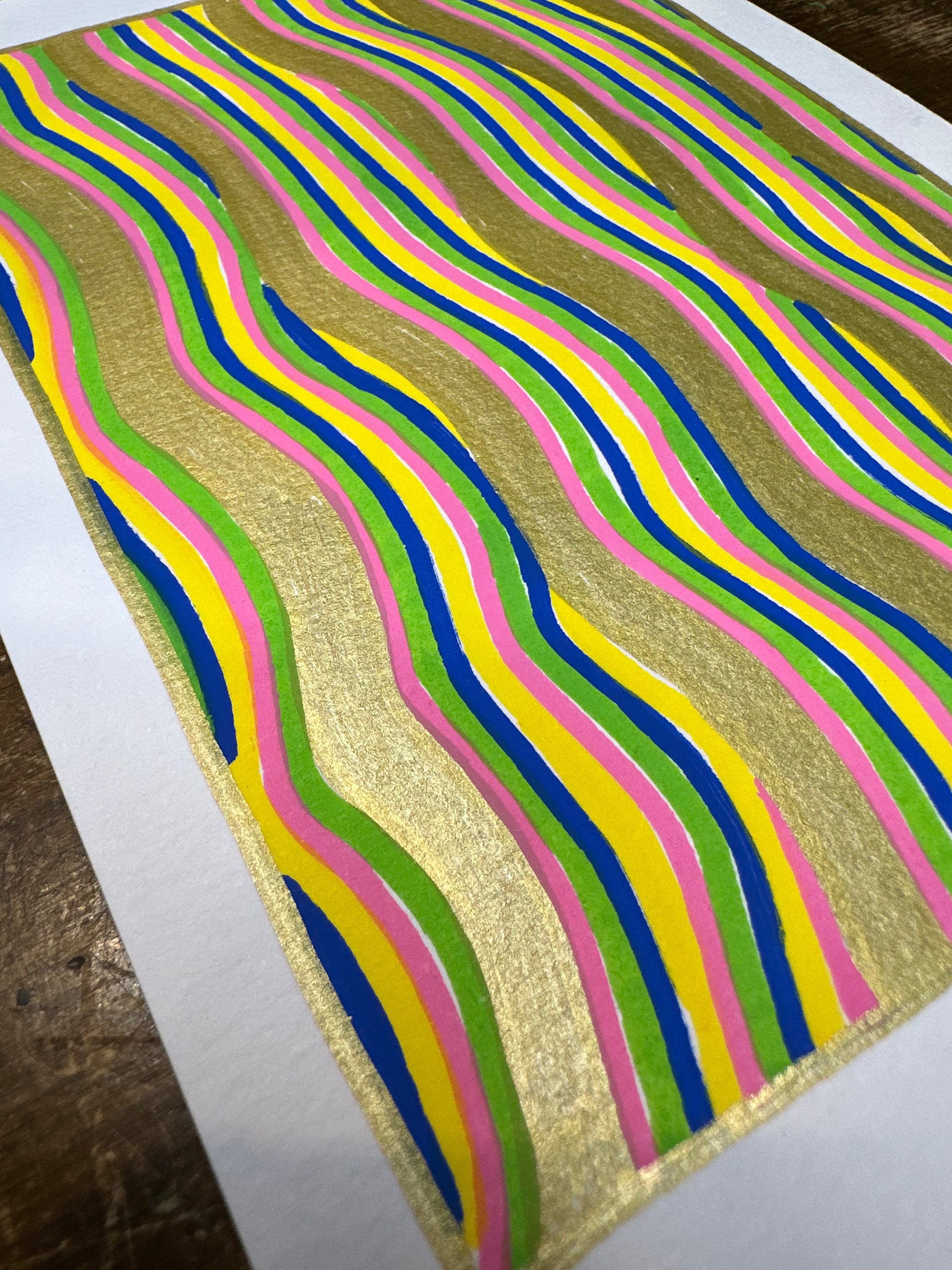 Moments of Stillness No. 14: Gold Wavy Lines