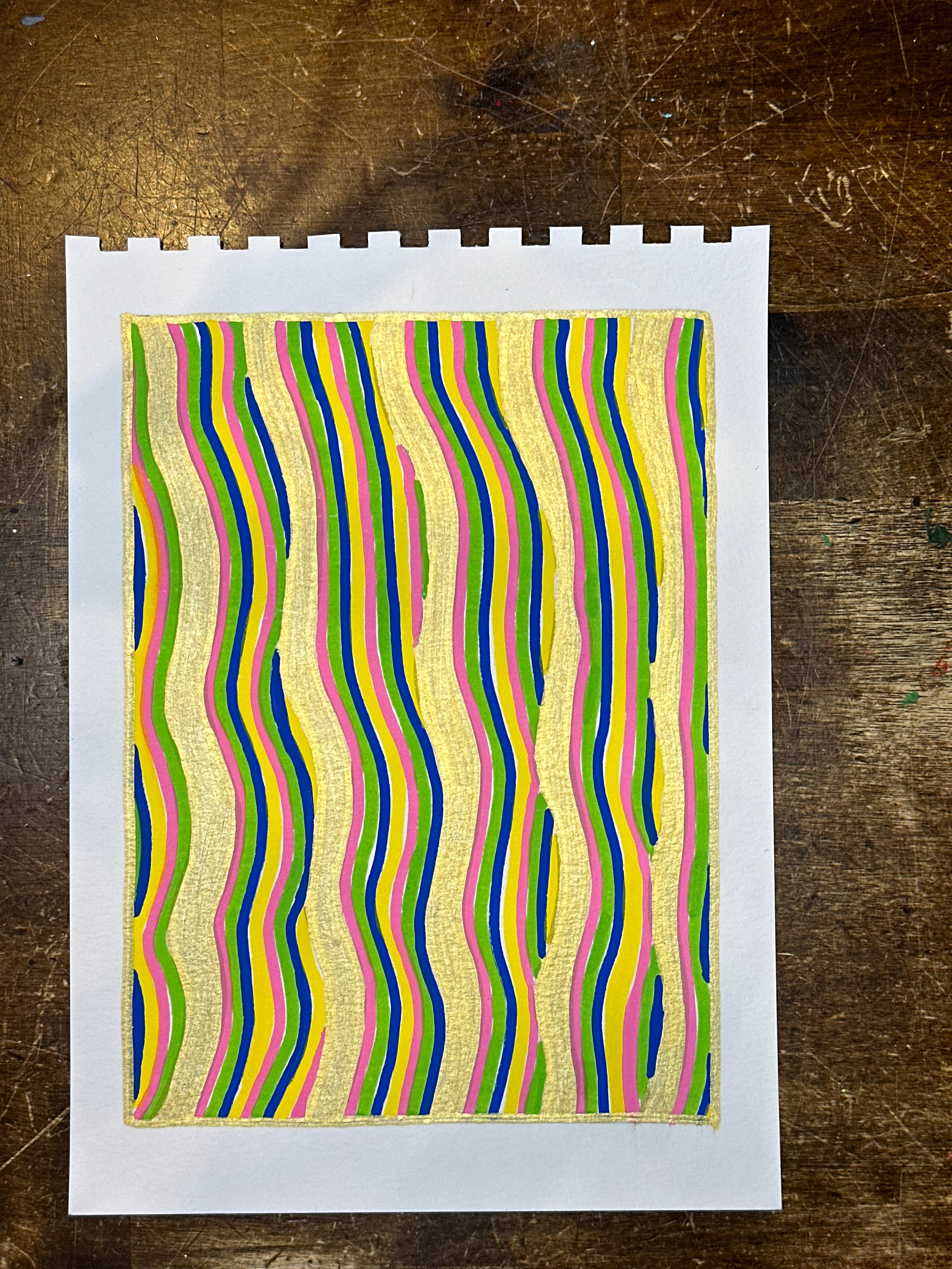 Moments of Stillness No. 14: Gold Wavy Lines